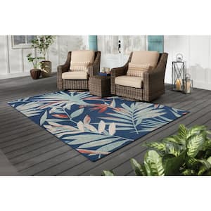 Palm White 9 ft. x 12 ft. Indoor/Outdoor Patio Area Rug
