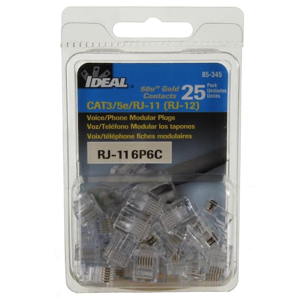 Câble Téléphonique RJ11 6P6C Droit - Longueur 3 Mètres - Connecteur Mâle Plaqué Or - Pour Fax, Modem, Téléphone Fixe