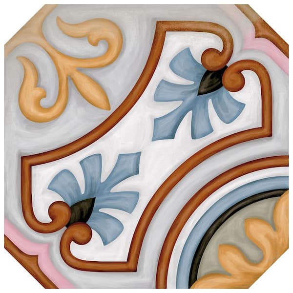 Vaudeville Octagon Deco Diglas 8 in. x 8 in. Porcelain Floor and Wall Tile (10.75 sq. ft. /Case)
