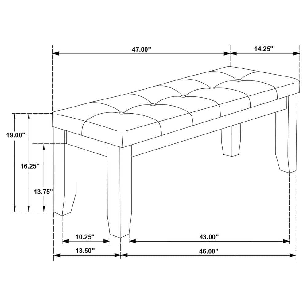 Dalila Cappuccino Faux Leather Upholstered Dining Bench