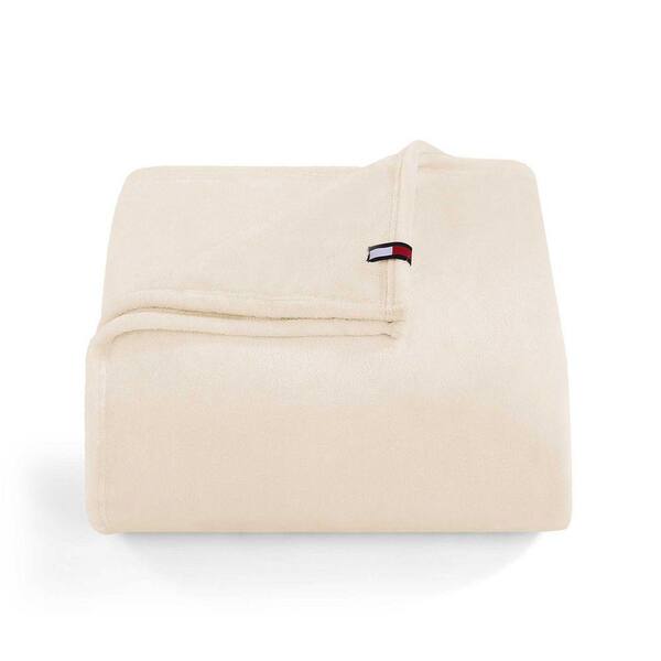 Tommy Hilfiger TH Solid Beige King Plush Fleece Blanket A0001824 