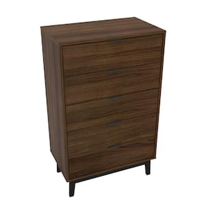 Victoria Walnut 5-Drawer Chest of Drawers (26.25 in. W x 15.75 in. D x 42.5 in. H)