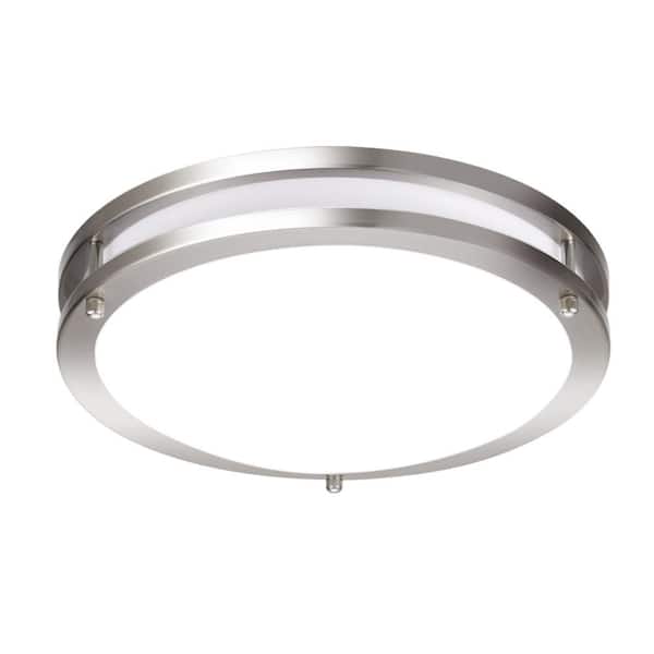 16 in. Modern Double Ring 5CCT Selectable LED Flush Mount Ceiling Light Fixture Brushed Nickel for Kitchen and Bedroom