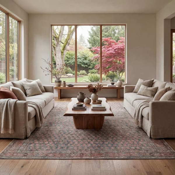 Ferelith Vintage and Distressed Washable Rust 4 ft. x 6 ft. Indoor Area Rug