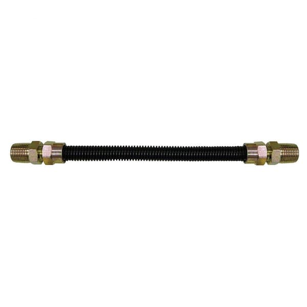 1/2 in. MIP x 3/8 in. MIP x 24 in. Black Coated Stainless-Steel Gas Connector (1/2 in. O.D.) 85,000 BTU