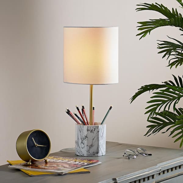 JONATHAN Y Carson 12.75 in. Brass Gold/White Modern Minimalist Iron  Rechargeable Integrated LED Table Lamp JYL7110C - The Home Depot