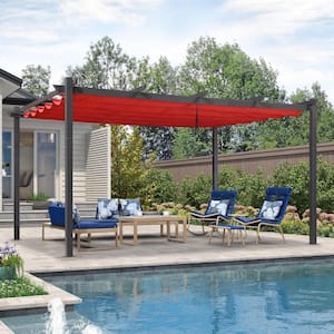 12 ft. x 16 ft. Terra Pergola with Retractable Canopy Aluminum Shelter for Porch Garden Beach Sun Shade