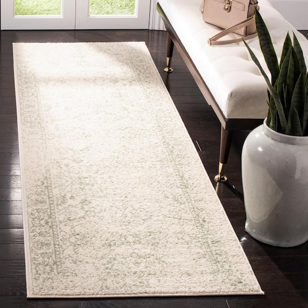 Adirondack 3 ft. x 14 ft. Ivory/Sage Oriental Runner Rug