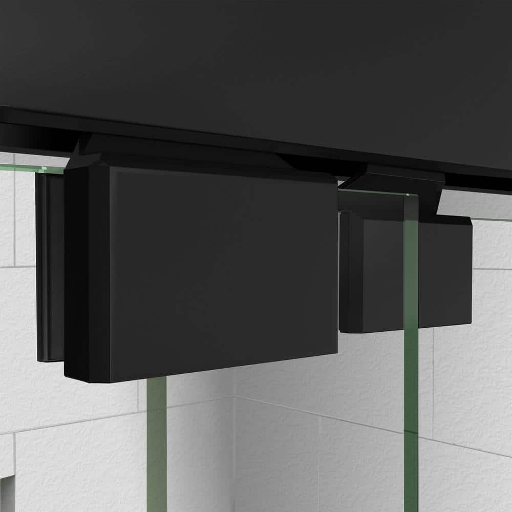 Encore 60" Satin Black Sliding Shower Door with Clear Glass