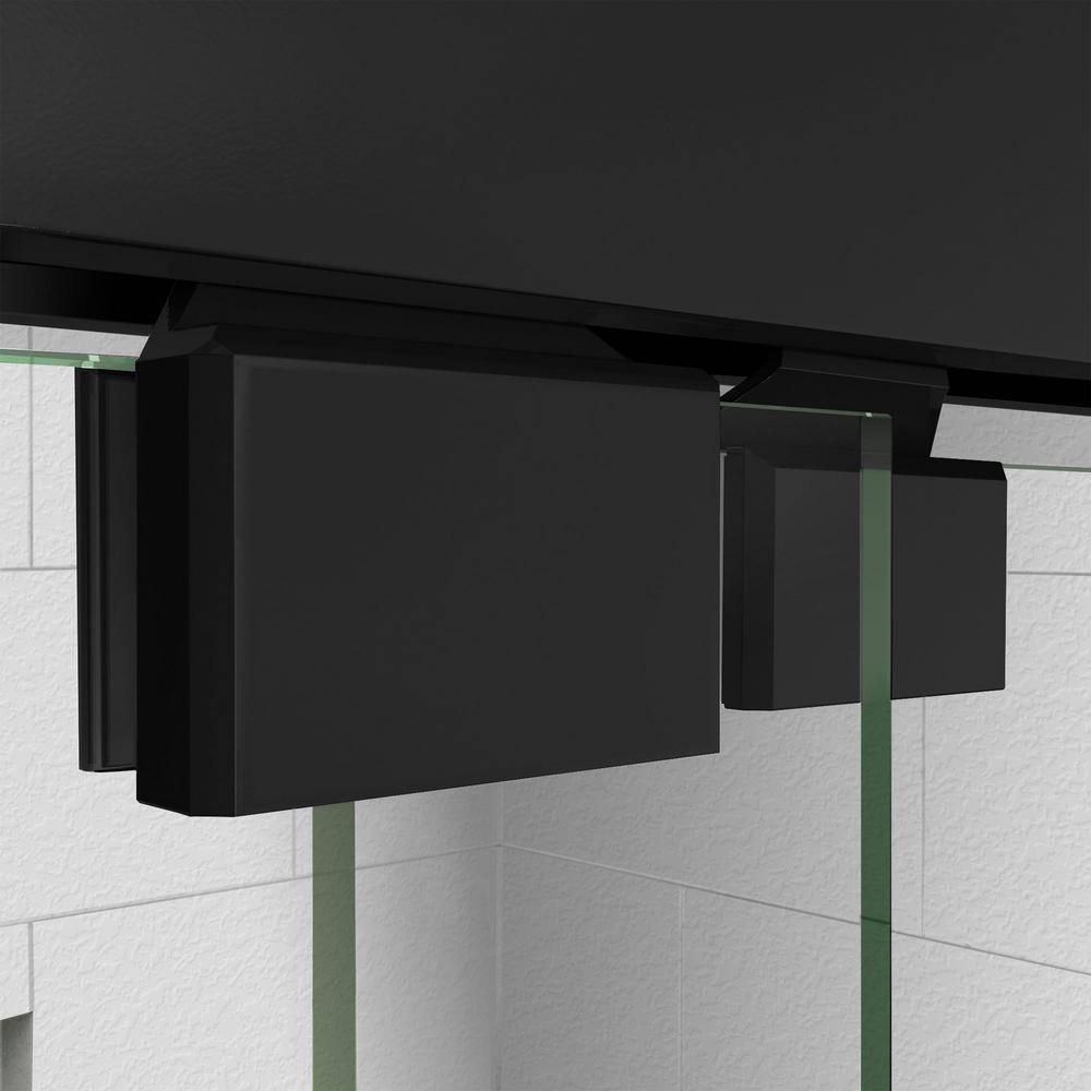 Encore 48" x 32" Satin Black Semi-Frameless Sliding Shower Kit