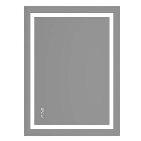 40 in. W x 36 in. H Rectangular Frameless LED Light Anti-Fog Bathroom Wall Mirror with Backlit and Front Light