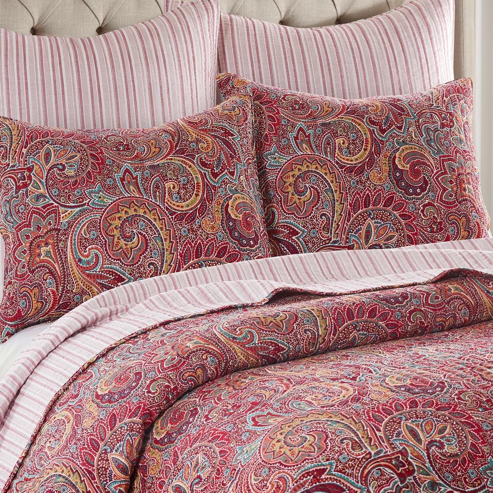 Kimpton Red Cotton King Reversible Quilt Set