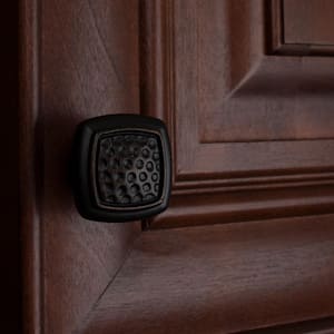 1-1/4 in. Dia Oil Rubbed Bronze Square Dimpled Cabinet Knob (10-Pack)