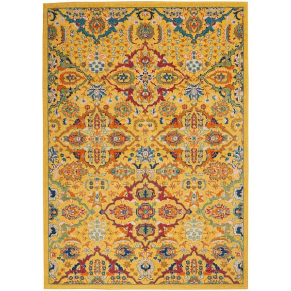 Allur Yellow Multicolor 6 ft. x 9 ft. All-over design Transitional Area Rug