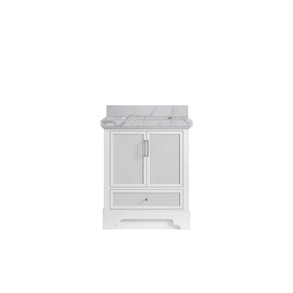 "Alys 30 in. W x 22 in. D x 36 in. H Single Sink Bath Vanity Center in White with 2"" Venatino Quartz Top" price history on PriceWatchPro