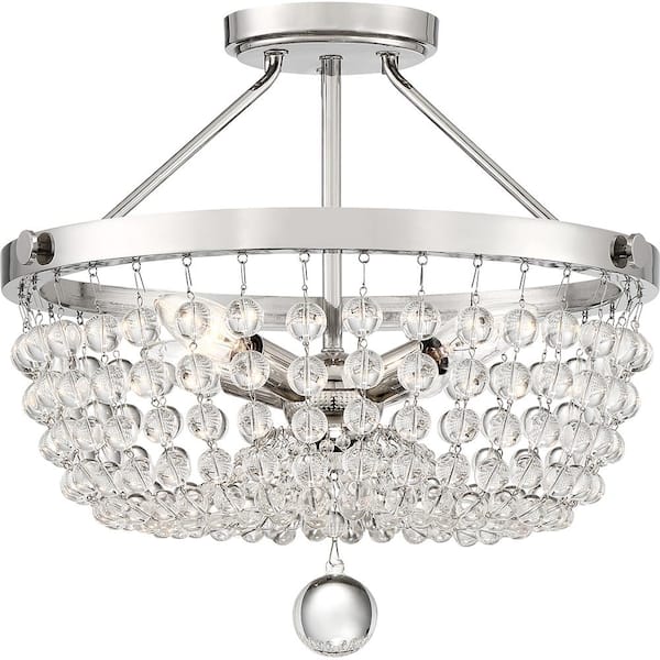 Quoizel Teresa 16 in. 4-Light Polished Nickel Semi-Flush Mount