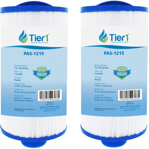 Tier1 8 in. x 5 in. 50 sq. ft. Pool and Spa Filter Cartridge for Dream Maker, PDM25 with Changeable Bottom Fitting (2-Pack)