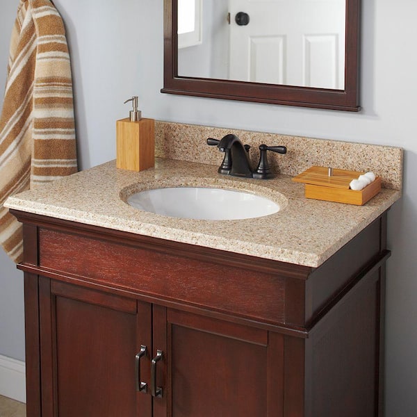PICK-UP ONLY 43" Vanity top with sink 8" spread Granite Wheat by LessCare