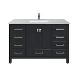 London 48 in. Single Sink Espresso Bath Vanity with White Carrara Quartz Top (Assembled)