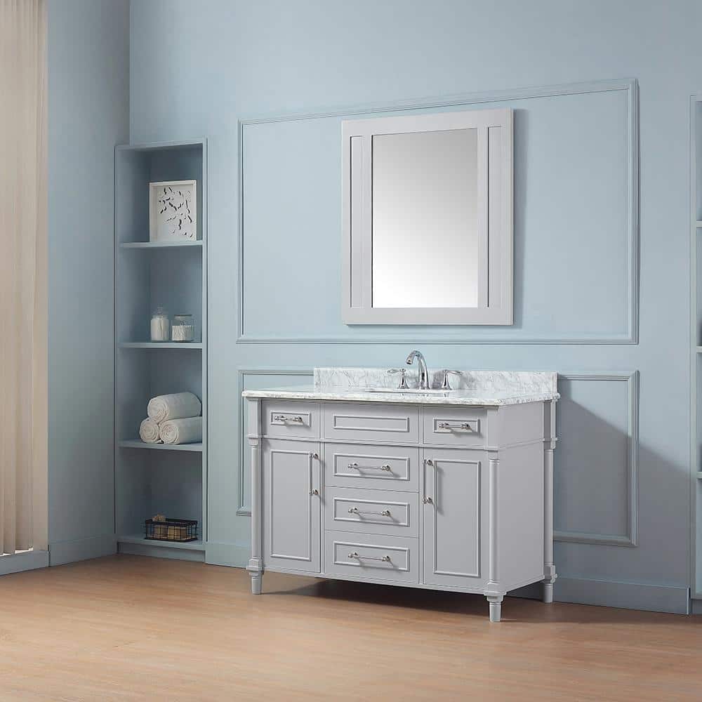 Home Decorators Collection Aberdeen 48 In W X 22 In D Vanity In Dove Grey With Carrara Marble Top With White Sink Aberdeen 48g The Home Depot