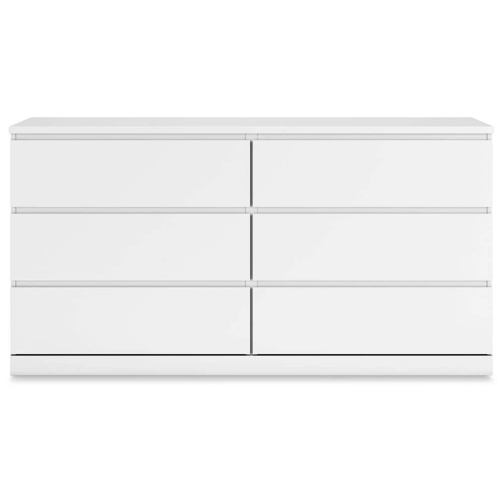 White Modern 6-Drawer Dresser with Ball Bearing Glides