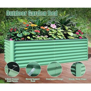 8 ft. x 4 ft. x 2 ft. Green Galvanized Steel Rectangular Outdoor Raised Garden Bed