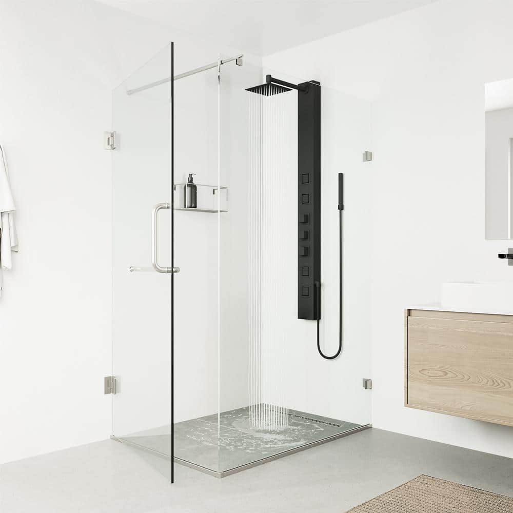 Sutton Matte Black 58" Shower Panel with Hand Shower and Jets