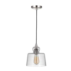 State House 60-Watt 1-Light Polished Nickel Finish Dining/Kitchen Island Foyer Pendant w/ Clear Glass, No Bulb Included