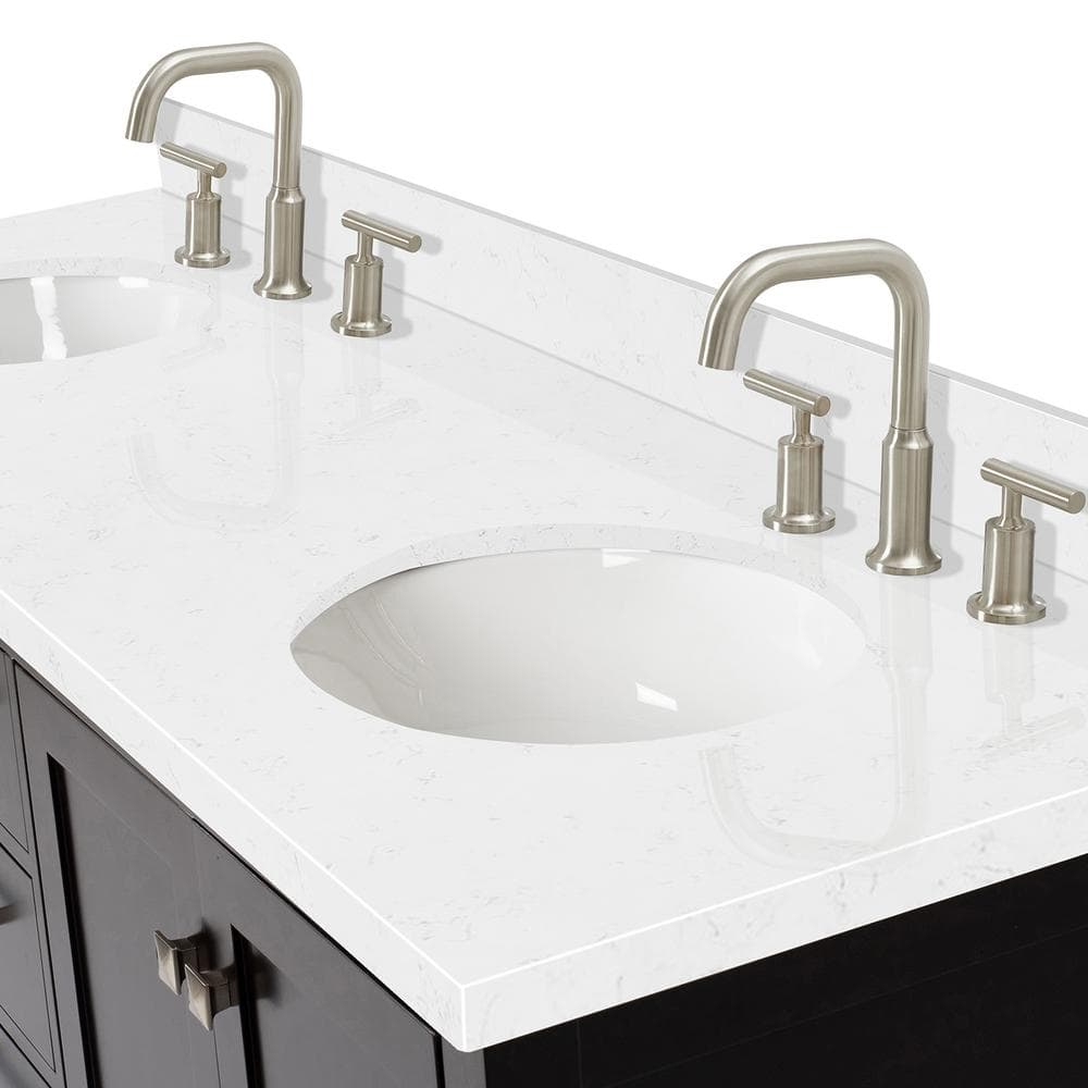 Espresso 72" Double Basin Freestanding Vanity with Quartz Top