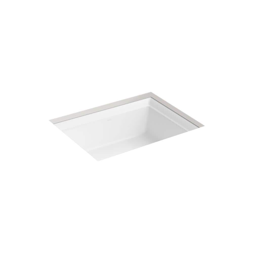White Ceramic Rectangular Undermount Bathroom Sink