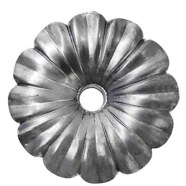 arteferro 3-3/4 in. Round Heavy Gauge Center Punched Floral Design Raw Forged Rosette