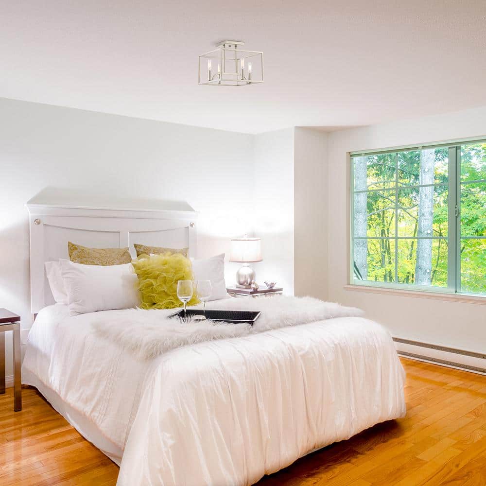Sleek Uptown 12" Satin Platinum Modern Ceiling Light