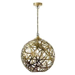 Avery 40-Watt 1-Light Gold Globe Pendant Light with Abstract Metal Shade