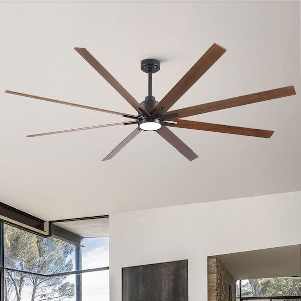 Avex 84 in. Black Standard Downrod Mount Ceiling Fan with Remote Control and Dimmable Integrated LED