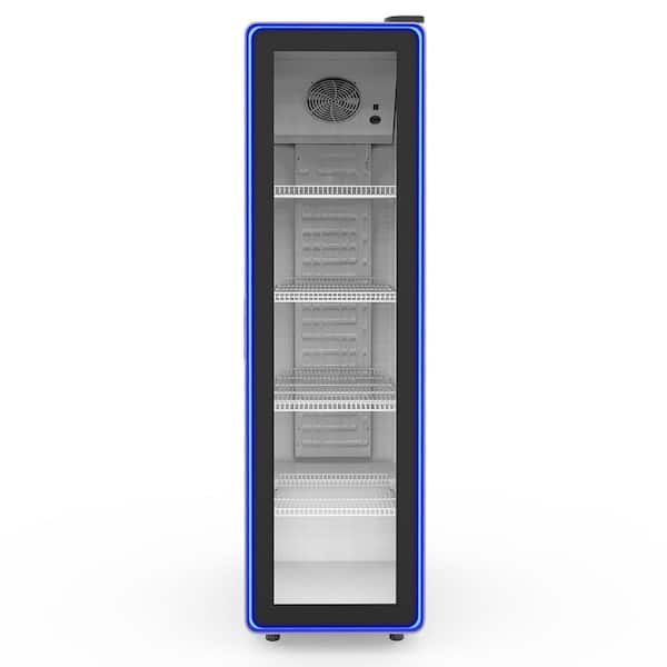 10 cu. ft. Commercial Beverage Refrigerator Refrigerated Display Case in Black with Outer Blue Light