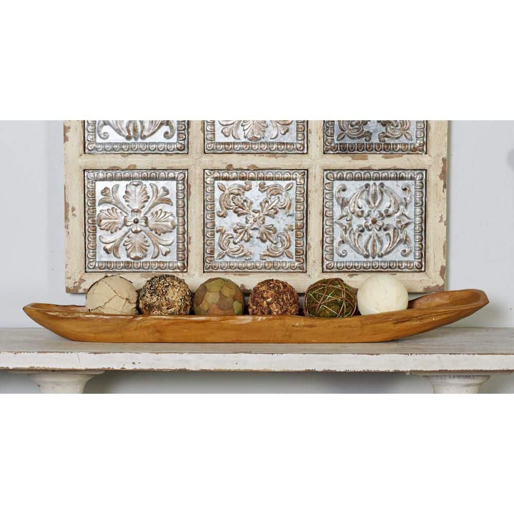 Handmade Wooden Dough Bowls for Decor, Oval Paulownia Wood Centerpiece (17  x 6 x 3 In)