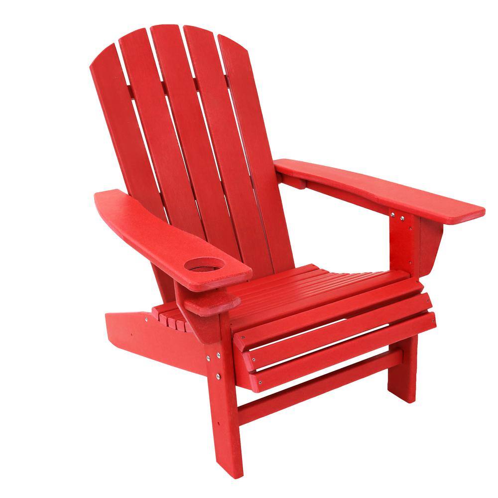 Sunnydaze Decor All-Weather Red Plastic Outdoor Adirondack Chair with