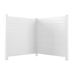 (2-Piece) 50 in. L x 50 in. H White Vinyl Privacy Screen Panels Kits, Air Conditioner Trash Can Fence Panels