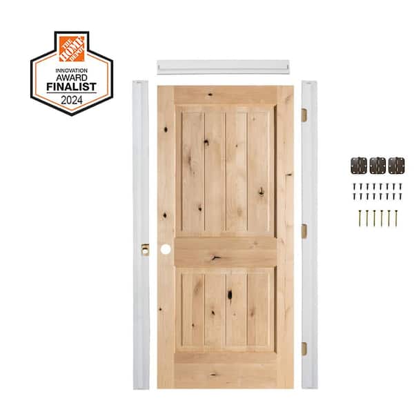 DIY RTA Kit 32 in. x 80 in. Knotty Alder Right-Hand Sq.Top VG Unfinished Wood Single Ready To Assemble Interior Door