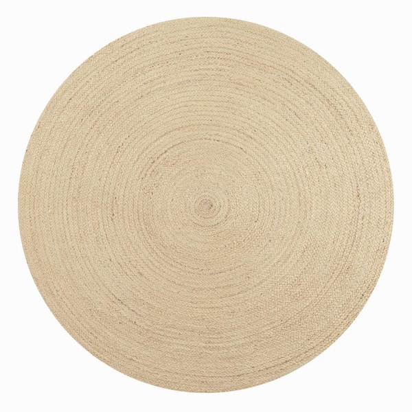Zara Braided Coastal Cottage Round Jute Ivory 6 ft. Round Area Rug