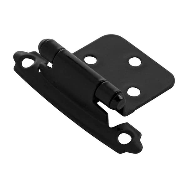 Surface Mount Variable Overlay Face Frame Self-Closing Black Cabinet Hinge (5-Pairs)