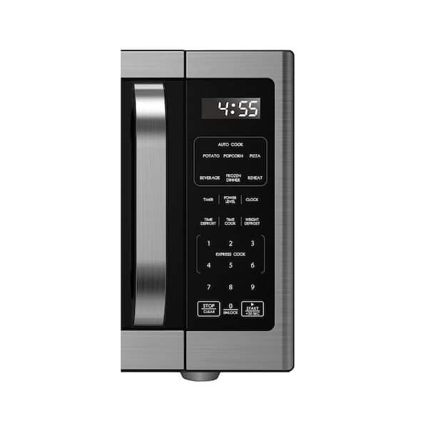 Vissani - 1.1 cu. ft. 1000-Watt Countertop Microwave Oven in Fingerprint Resistant Stainless Steel and Bar handle