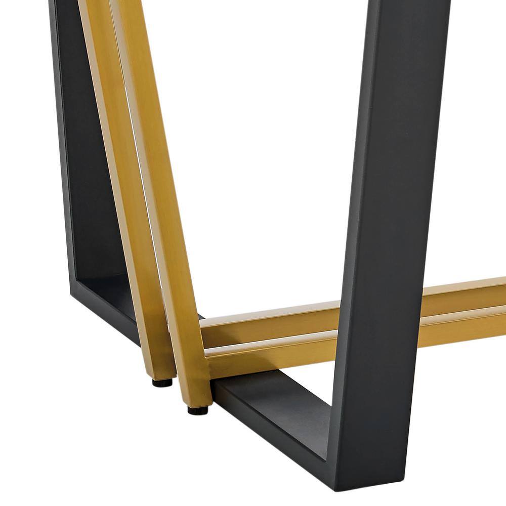Kai 72" Rectangular Glass Dining Table with Black and Gold Base