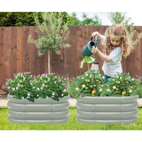 OGETFUUR 2 ft. x 2 ft. x 1 ft. Galvanized Raised Garden Bed, Metal