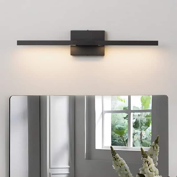 Tiven 23.6 in. Modern 2-Light Matte Black Linear LED Vanity Light Bar