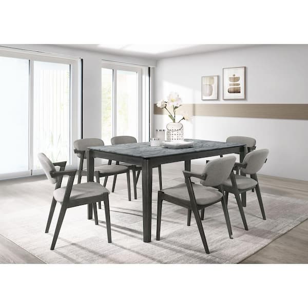 Coaster Stevie 7-piece Gray and Black Rectangle Dining Set