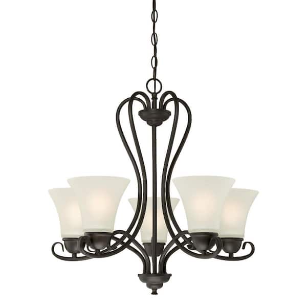 Westinghouse Dunmore 5-Light Oil Rubbed Bronze Chandelier with Frosted Glass Shades