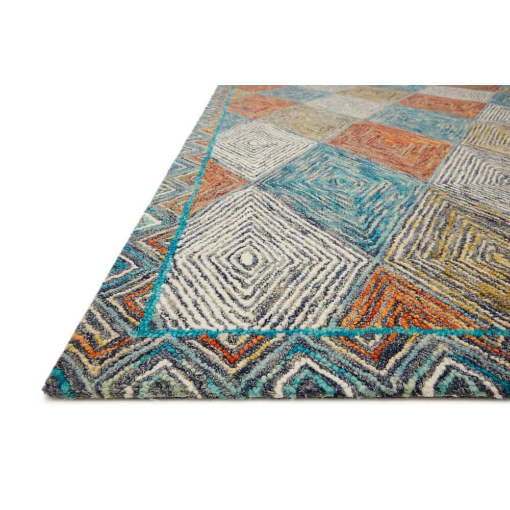 Handcrafted Sunset Ocean Geometric Wool 5' x 7' Area Rug