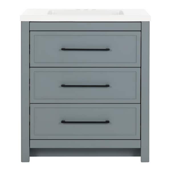 Hailey 31 in. Single Sink Laguna Blue Bath Vanity with White Cultured Marble Top (Assembled)