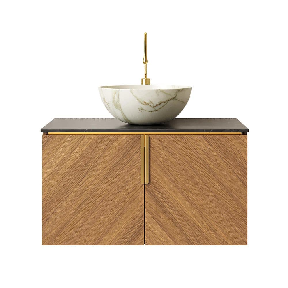 30 in. Floating Brown Oak Bath Vanity with Stone White Ceramic Top price history on PriceWatchPro